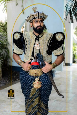 Black Nilame Jacket White & Gold Work Mix by mr. නිළමේ Nilame Adum