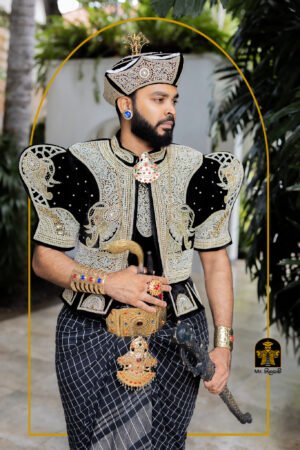 Black Tusker Nilame Jacket White & Gold Work Mix BW - 1024