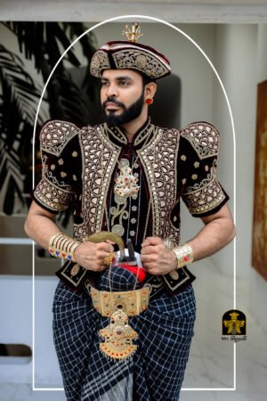 Dark Maroon Groom Jacket Copper & Gold Work: DM - 11051