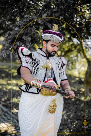 Dark Maroon Flames Groom Jacket white silver Work: DM - 1201