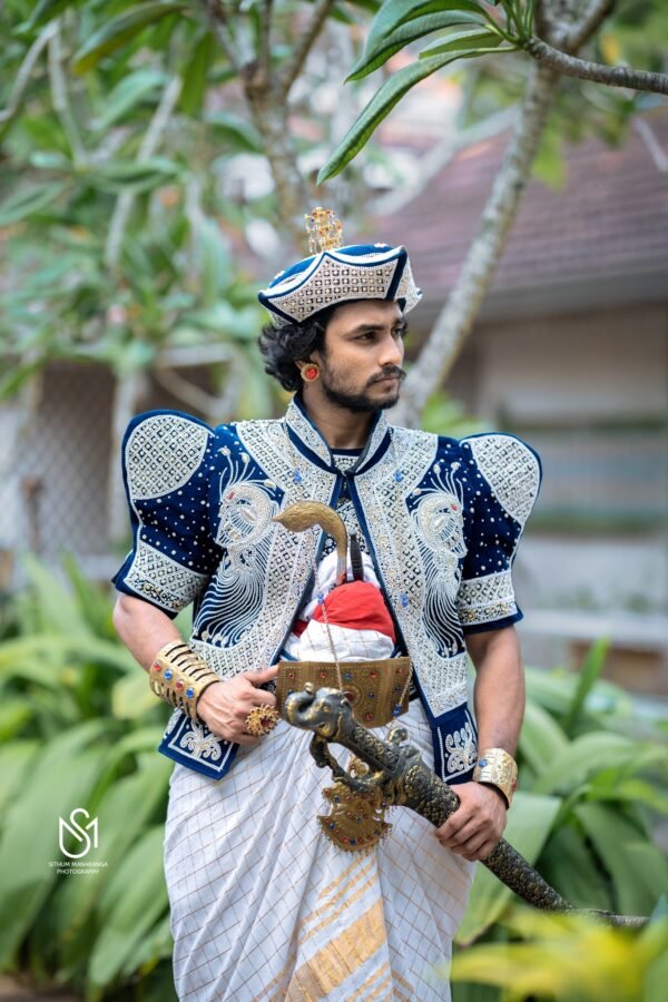 Light Blue White & Gold Work Mix Groom Jacket by mr. Nilame Nilame Adum 05