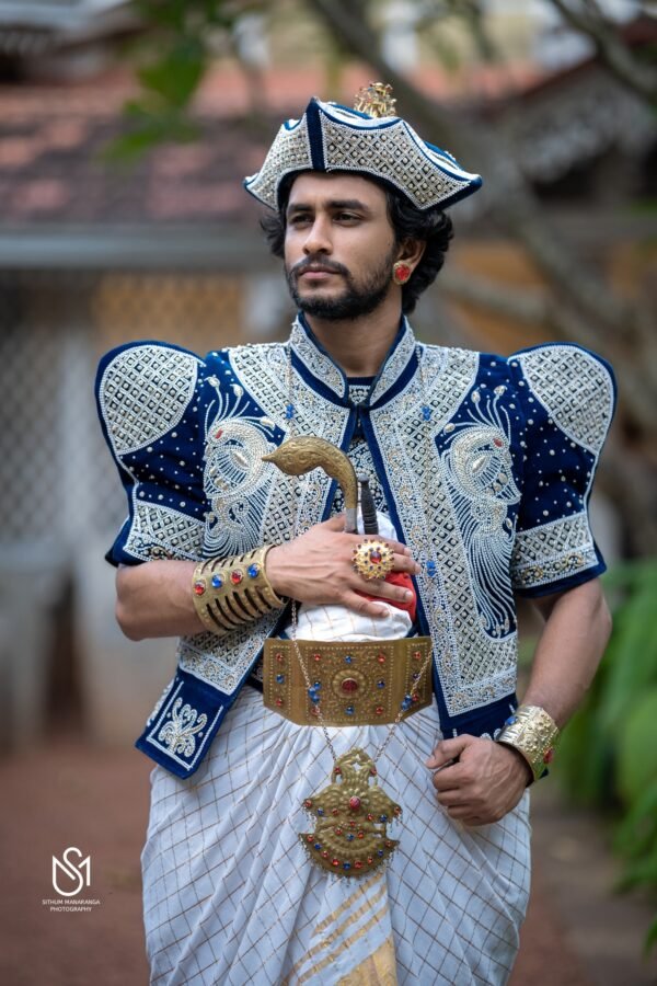Light Blue White & Gold Work Mix Groom Jacket by mr. Nilame Nilame Adum 06