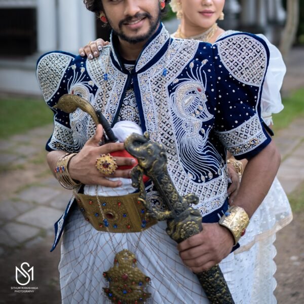 Light Blue White & Gold Work Mix Groom Jacket by mr. Nilame Nilame Adum 07