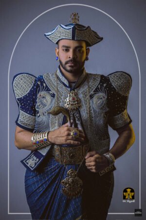 Light Blue White & Gold Work Mix Groom Jacket by mr. Nilame Nilame Adum 03